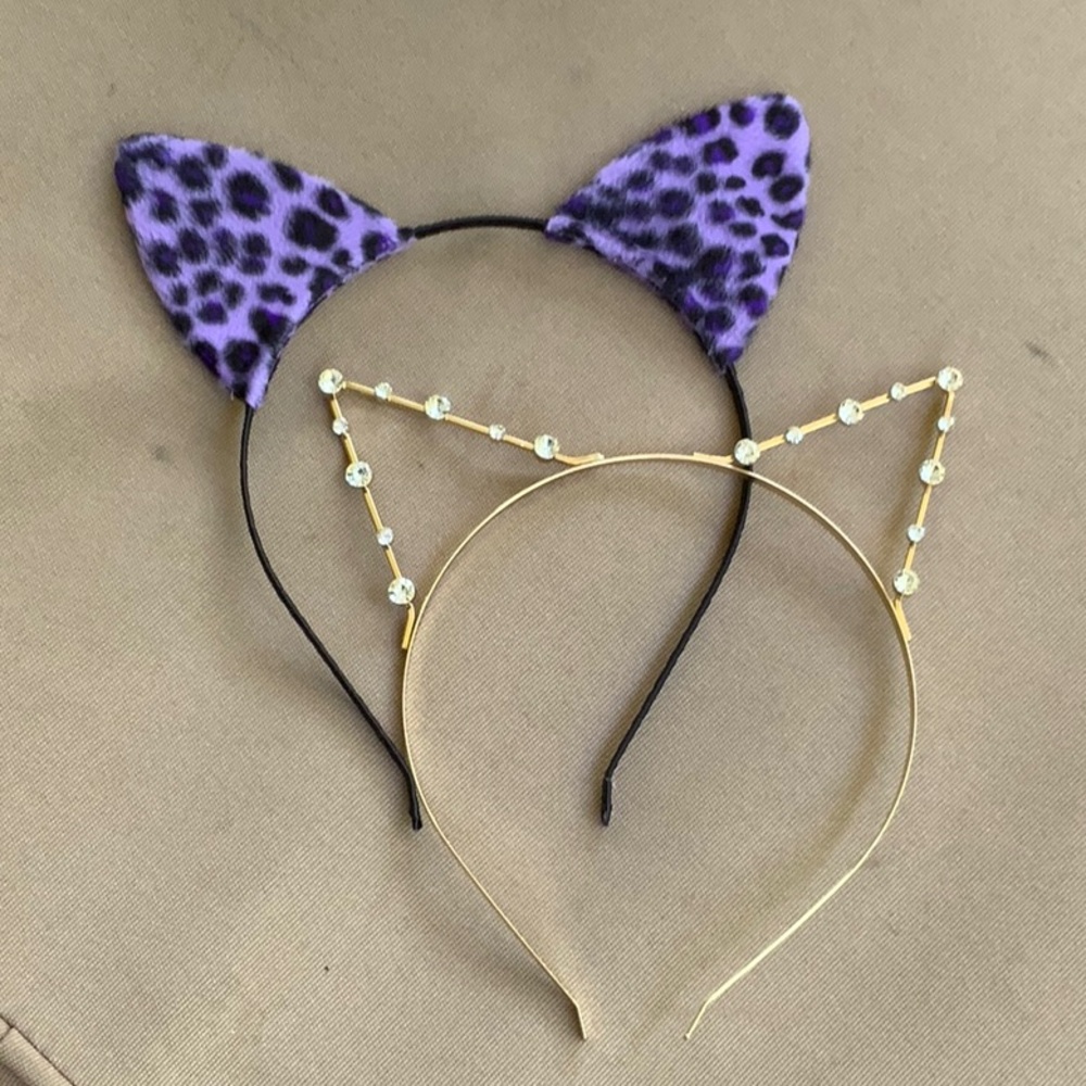 LEOPARD EARS AND CRYSTAL EARS HEADBANDS, NEW